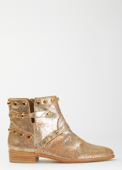 Золотистые ботинки Stuart Weitzman GoWest с декором-заклепками, фото